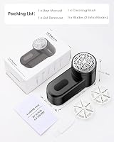 homeasy Fabric Shaver Portable Lint Remover 2 Speeds 6-Leaf Blades Black view 8