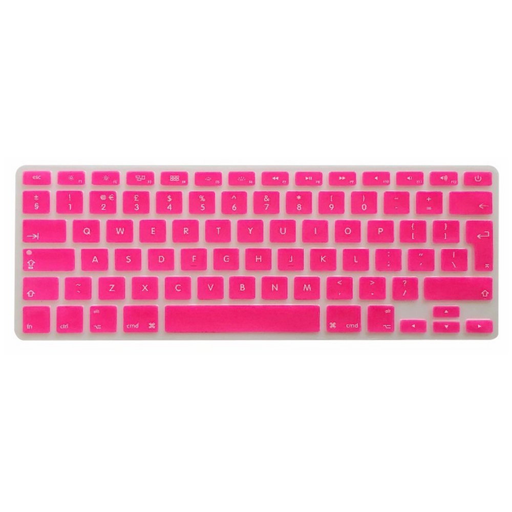 Se7enline Compatible with Macbook Keyboard Skin Ultra Thin Silicone EU/UK Macbook Keyboard Cover for MacBook Pro 13" 15" 17" (with or without Retina Display) and MacBook Air 13", Hot Pink
