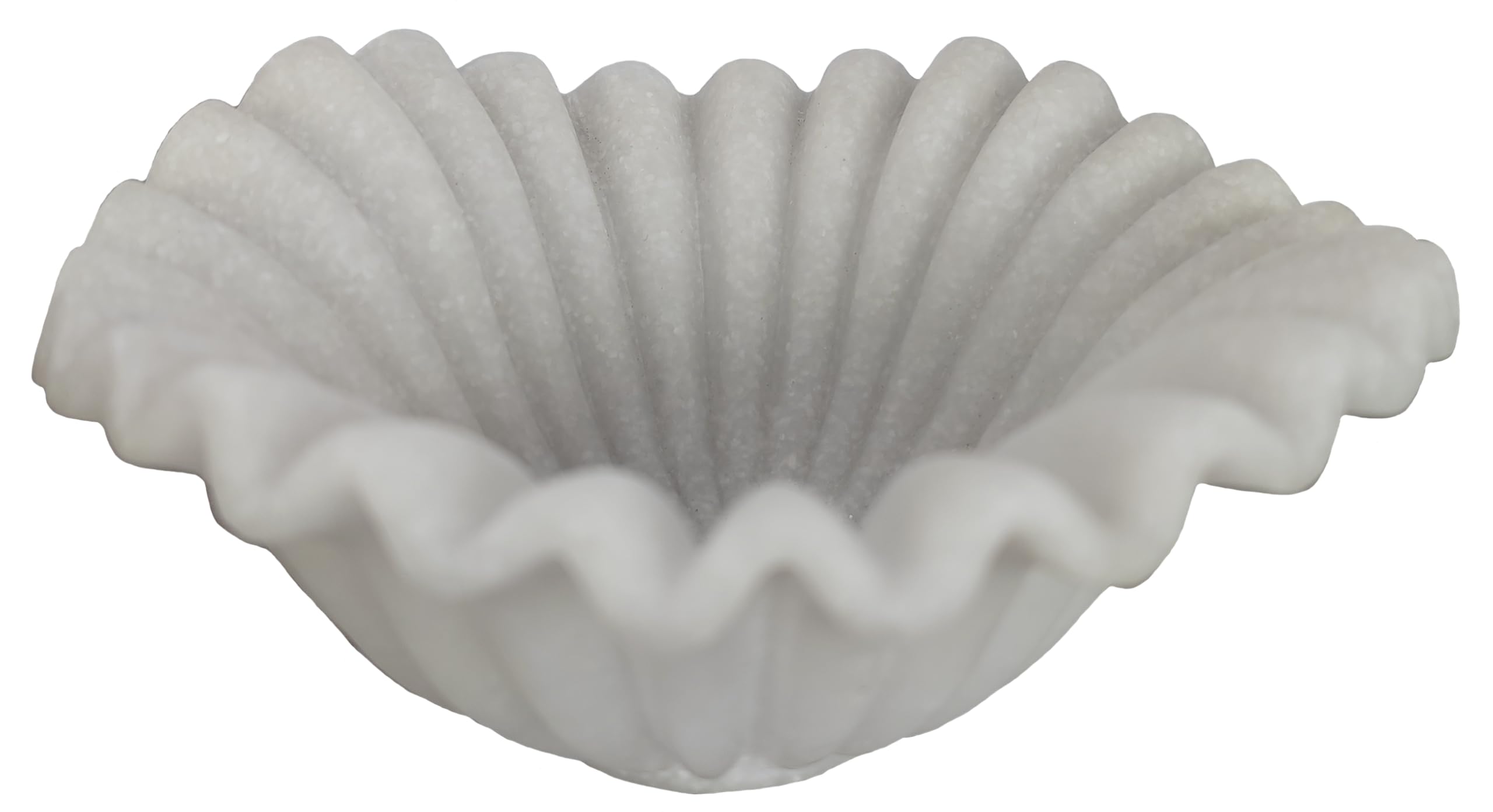 Photo 1 of Small Decorative Bowl decor, Scalloped Pedestal Bowls for Modern Home Decor,Ruffle Decor,Stylish Key Bowl for Entry Table,Decorative Fruit Bowl for Kitchen Counter,Artificial Stone Milky White