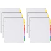 Oxford Binder Dividers for 3 Ring Binders, 6 Pack, 8-Tab Dividers, Write &amp; Erase Ballpoint Pen from Tabs, White Paper Dividers with Color Tabs, 48 Total