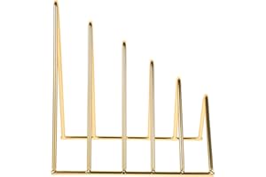 HOMSFOU Metal Triangular Book Organizer, Freestanding Desktop File Rack with Gold Finish, Office Table