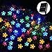[50 Led] Solar Outdoor Blossom Lights Outside Flower String Lights Decorations, 8 Mode (Steady, Flash), Waterproof, Fairy Lamp for Patio, Garden, Yard, Porch, Fence, Christmas Tree (Multi Color)