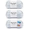 Premier Yarns Parfait Chunky Chenille Yarn 3.5 Oz 6 Super Bulky Weight 3 Pack Bundle with Bella's Crafts Stitch Markers (Pale Gray)