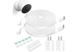 DIANMU 20FT 2Pack Power Cable and Adapter for Google Nest Cam Outdoor or Indoor (Battery), Weatherproof Charging Power Cord with Charger for Your Nest Cam (Battery)