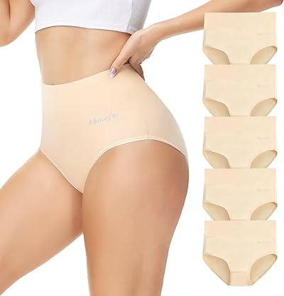 Momoshe Unterhosen Damen 5er Pack Baumwolle Hohe Taille Unterwäsche Frauen Stretch Atmungsaktiv Slip Weich Panties