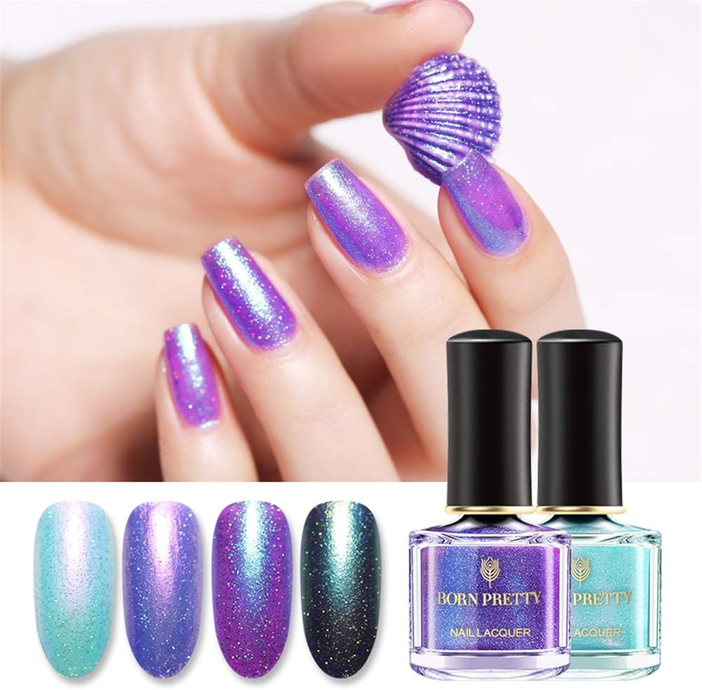Amazon Born Pretty マニキュアセット オーロラネイル 偏光 パール感 ネイルポリッシュ 細いラメ入り 6ml 紫 グリーン 並行輸入品 Born Pretty マニキュア ネイルポリッシュ 通販