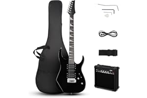 Ktaxon 39" Electric Guitar with 20Watt Amp, Full Size 170 Model Starter Guitar Kit for Beginners & Professionals W/Bag, Shoulder Strap, Wrench Tool, Plectrum - Black