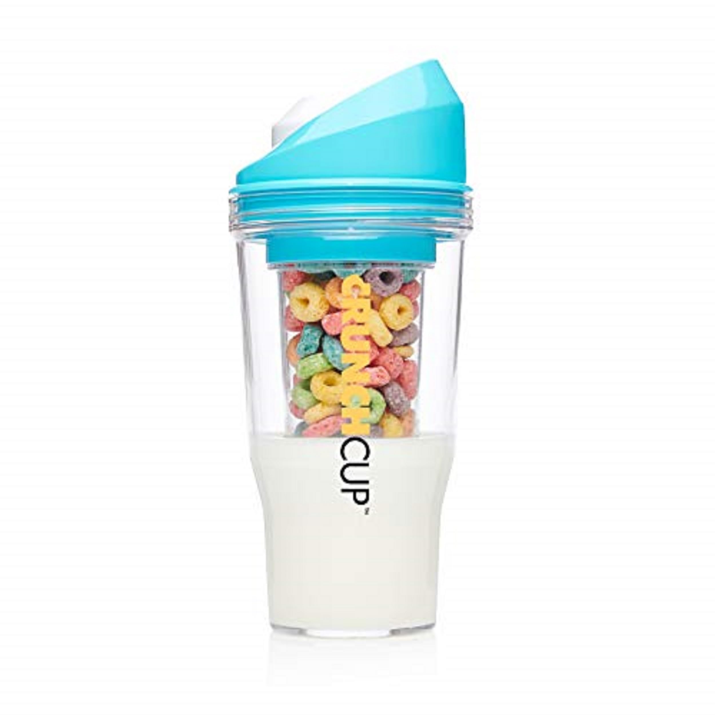 CRUNCHCUP Standard Blue - Portable Plastic Cereal Cups for Breakfast On the Go, To Go Cereal and Milk Container for your favorite Breakfast Cereals, No Spoon or Bowl Required — image 1