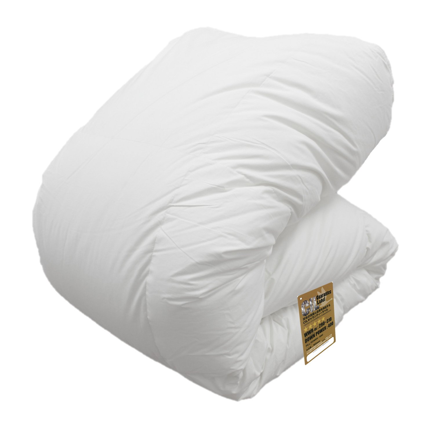 羽毛布団 シングル ハンガリー産 ホワイト マザー グースダウン 93％ 二層立体 ツインキルト 無地キナリ 60サテン 超長綿 国産 掛け布団 CIL ゴールド ラベル 日本製商品画像
