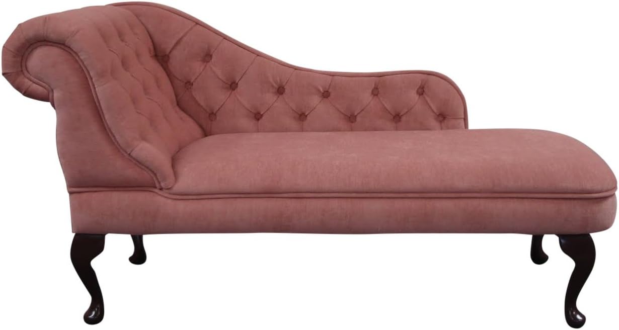 Deluxe Traditional Chaise Longue in Dusky Pink Chenille fabric Amazon