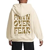 Lubpow Boys Christian Faith Over Fear Hoodie Kids Religious Jesus Hoodies Inspirational Bible Verse Sweatshirt Teens Pullover