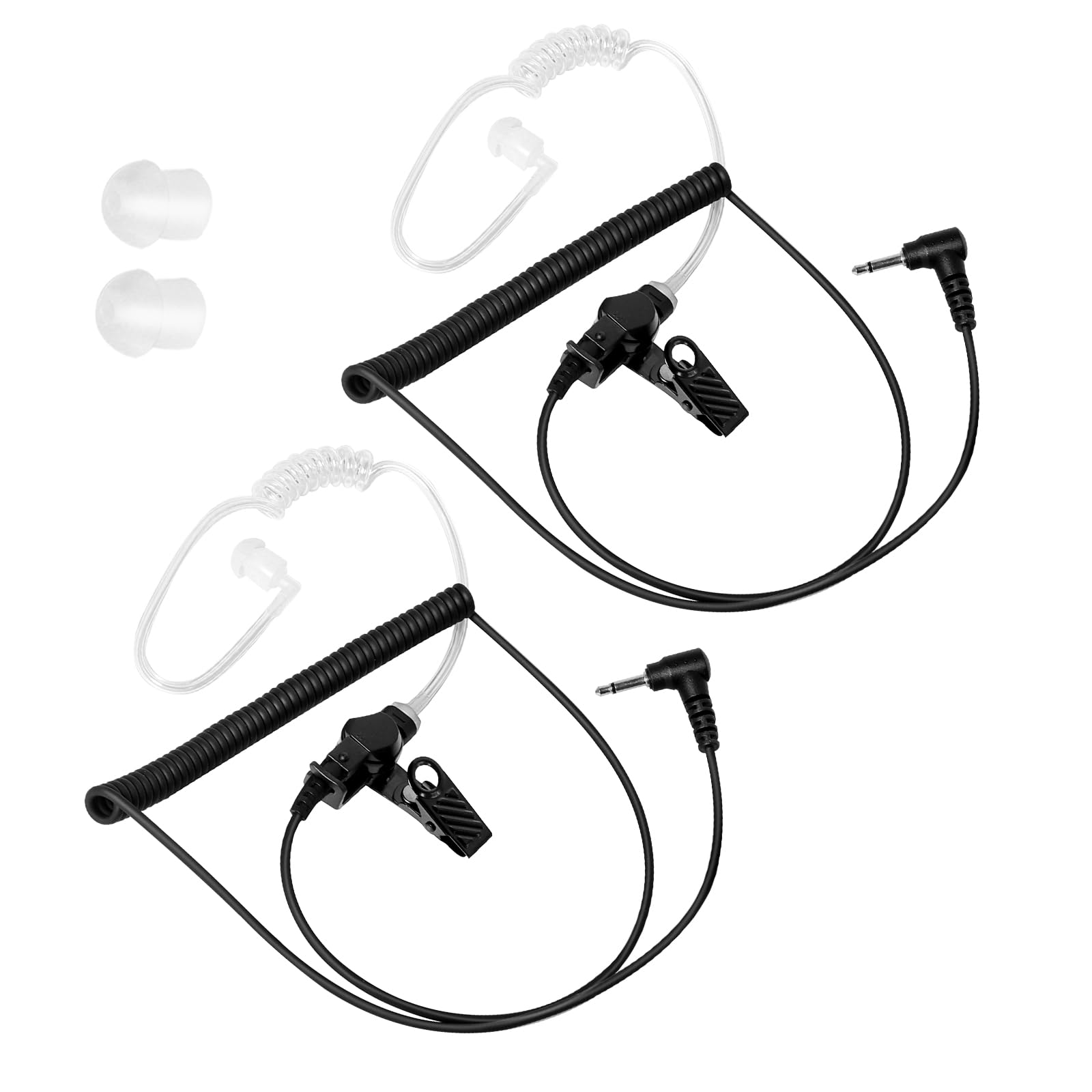 BLISCENTLY Set of 2 Acoustic Tube Hearing Aid for 2-Way Radio3.5MM with Clear Acoustic Coil Tube Earphone Kit for Mics Jacks Black