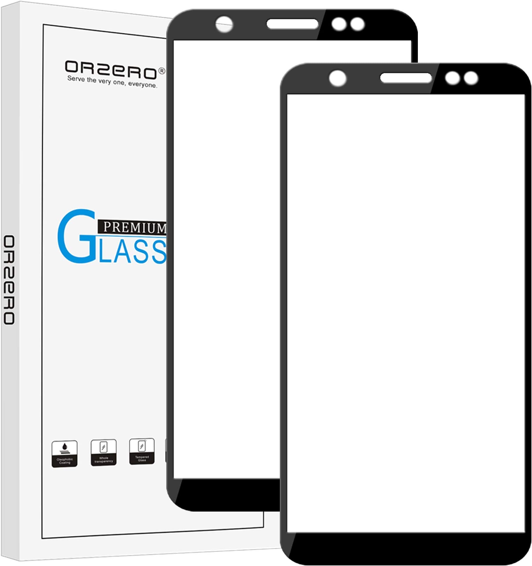 Orzero (2 Pack) for ASUS ZenFone Max M1 ZB555KL Tempered Glass Screen Protector, 2.5D Arc Edges 9 Hardness HD Anti-Scratch Full-Coverage (Lifetime Replacement)