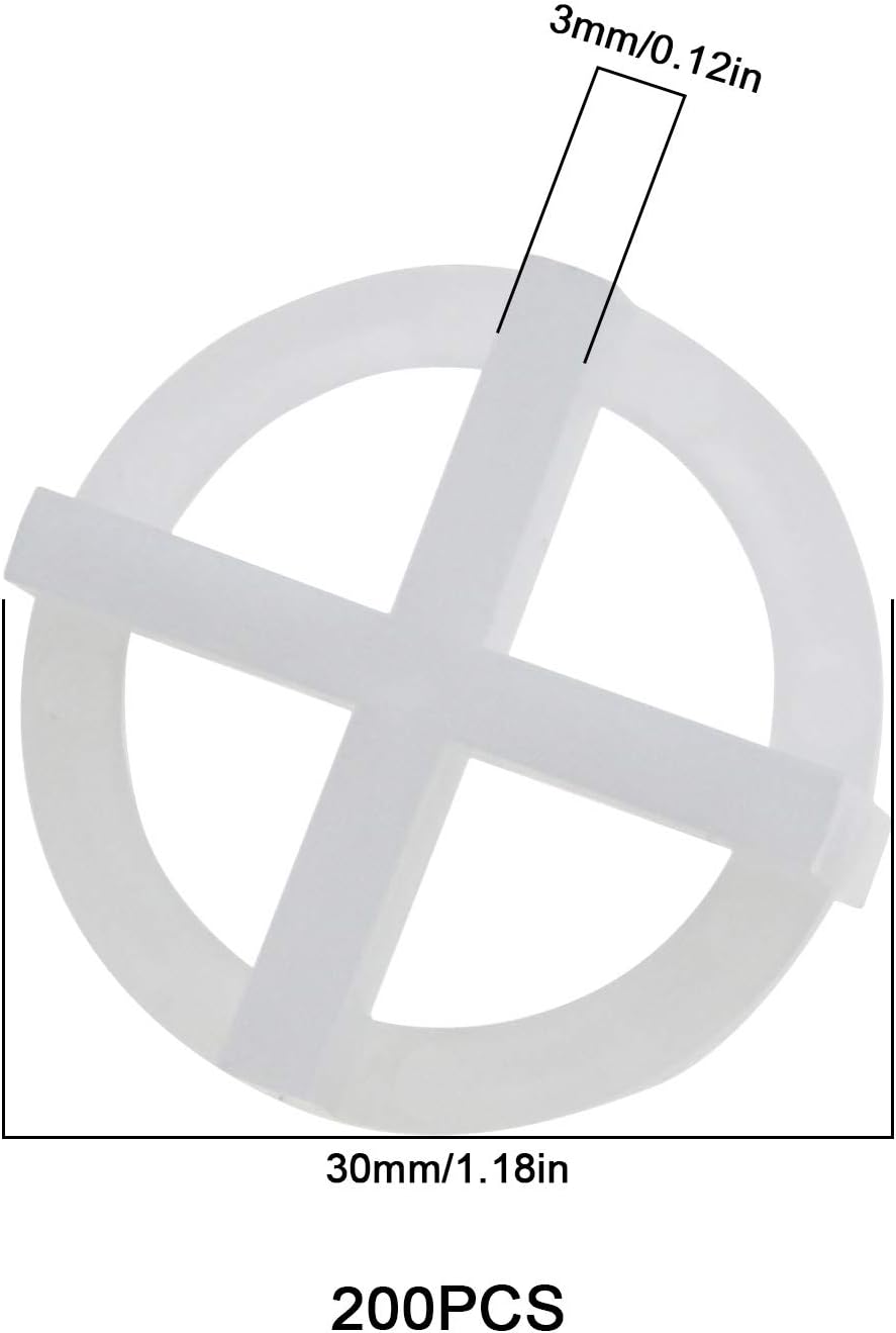 200x 3mm Tile Slot Cross Leveling System Spacer Plastic Clips Reusable Tiling Tools White for Spacing of Wall or Floor Tiles - - 