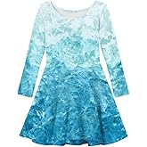 PinUp Angel Girls Long Sleeve Dress Cute Casual Party Skater Dress for Kids in 5 to 16 Years Birthday Gifts