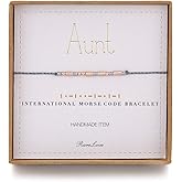 RareLove Aunt Morse Code Bracelets Best Aunt Christmas Gift Women Rose Golden Beads Grey String Bracelet