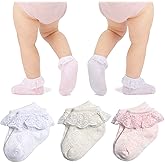 hakugoo Baby Girl Lace Socks Eyelet Ruffle Socks 2/3/5/6 Pairs Princess Dress Socks Newborn Infant Toddler