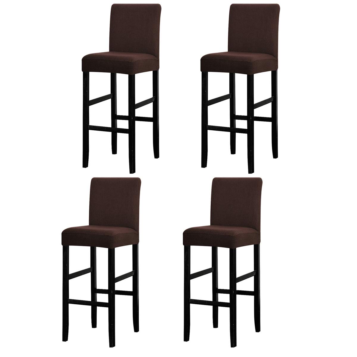 LANSHENG Bar Chair Stool Covers, Stretch Removable Washable Chair Slipcover for Short Swivel Dinning Chair Back Chair Bar Stool Chair (Coffee,4 Pcs)