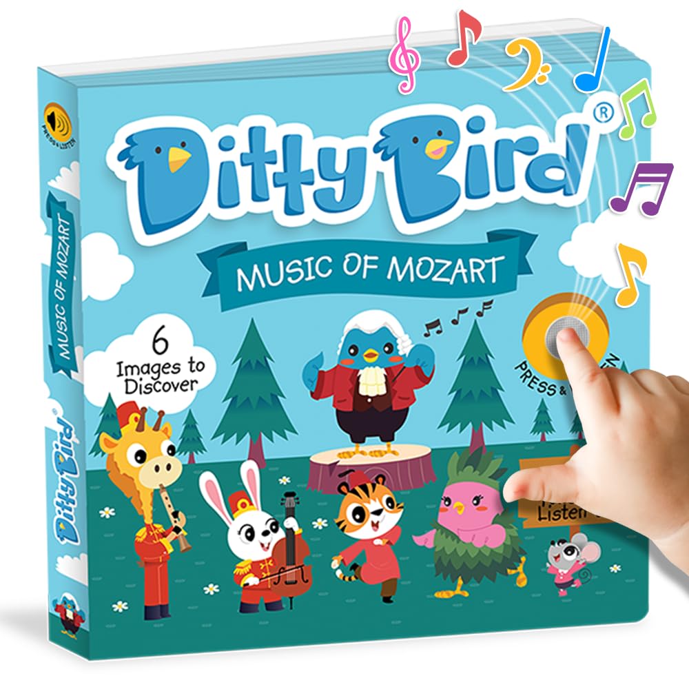 Ditty Bird Musical Books for Toddlers | Fun Classical Music & Nursery Rhyme Book | Mozart Musical Book | Children's Interactive Toddler Books For 1 Year Old to 3 Year Olds | Sturdy Baby Sound Books