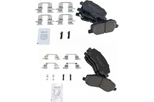 TRQ Front and Rear Brake Pad Set Ceramic Compatible with 2014-2019 Mitsubishi Outlander 2013-2024 Outlander Sport