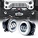 Xprite 4 Inch 60W Cree Led Fog Lights W/White Halo Ring DRL W/ H16 Adapter for Jeep Wrangler 07-18 JK Off Road Fog Lamps