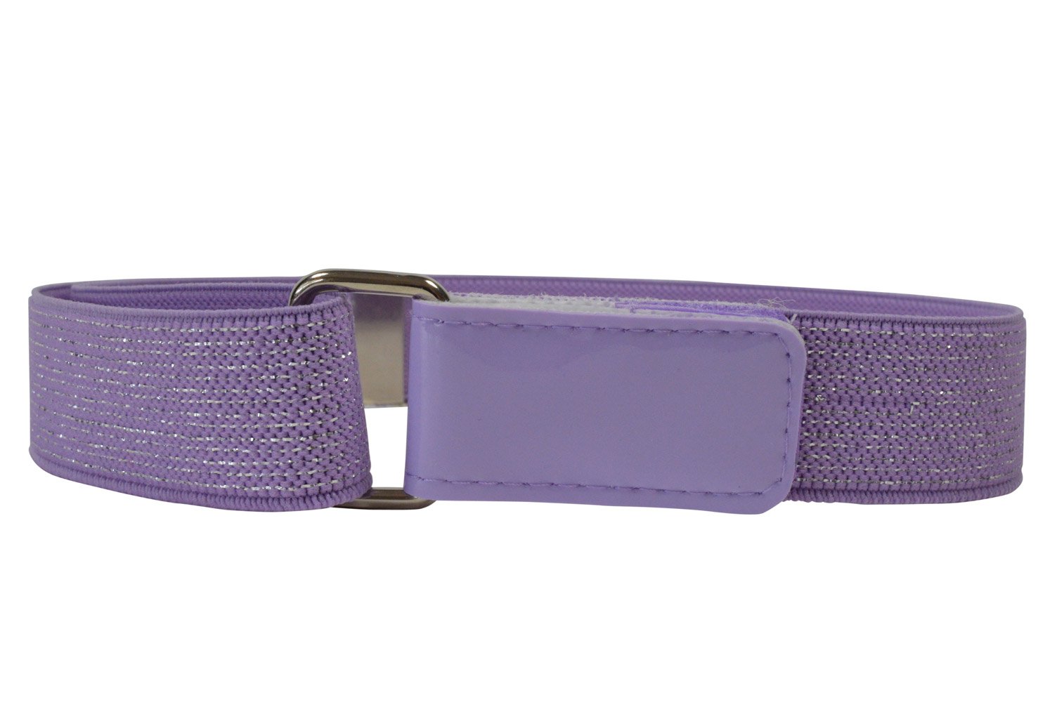 Olata Sparkly Stretchy Belt for Girls with Hook and Loop Fastening (1-6 Years). Lilac with Silver