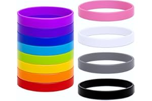 Ajcotahm 12Pcs Mixed Color Silicone Bracelets, Personalized Rubber Wristbands, for Adults Teens Party Custom Favors Events Fundraisers Awareness Gifts
