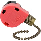 ZE 268S1 Ceiling Fan Switch Zing Ear 268S1 3 Speed 4 Wire Pull Chain Switch For Hunter Ceiling Fan,3 Speed Control Switch Ceiling Fans, Wall Lamps, Cabinet Light, Bronze