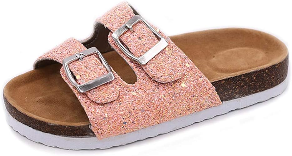 glitter double strap buckle sandals