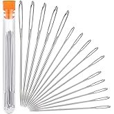 Hekisn Large Eye Sewing Needles, Sewing Needles, Stainless Steel Embroidery Thread Needle, Handmade Yarn Knitting Needles Lea