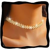CLOACE Rhinestone Choker Necklace Diamond Row Necklaces Sparkly Crystal Necklace Chain Jewerly Prom Accessories for Women