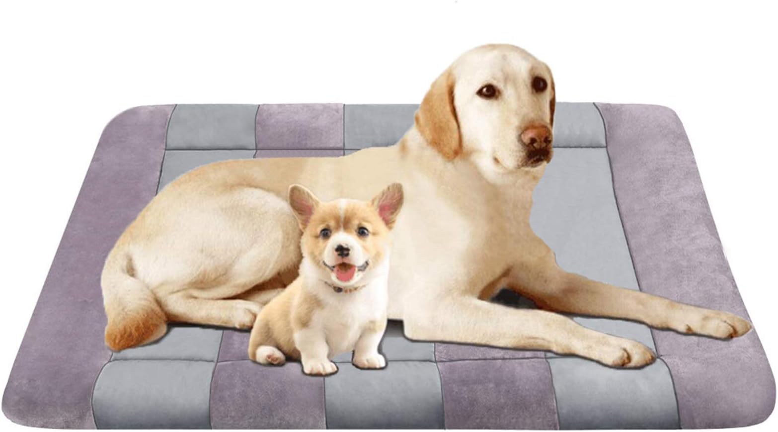 Dog Beds Crate Pad Mat 36"/42"/47" Pet Bed Washable Cat Beds Anti-Slip Dog Mattress Kennel Pad (47", Mix Purple Grey)