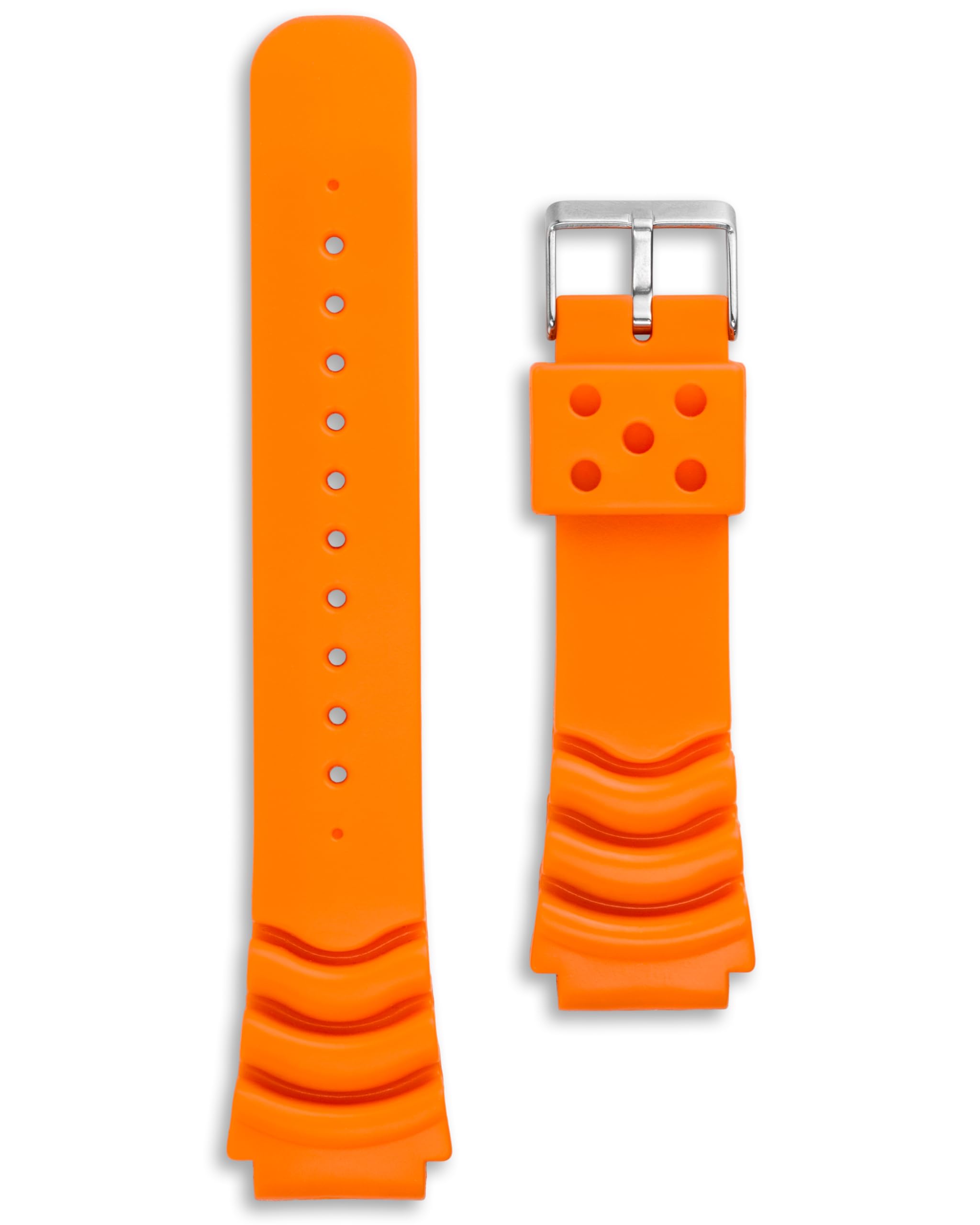 Extra Long Diver Watch Strap | 22 mm Orange | XL Band Compatible with Seiko SKX SKX007 SKX009 Dive Watches | z20 z22 | Heavy Duty Wave Accordion PVC Rubber | Spring Bars & Tool Included (22mm, Orange)