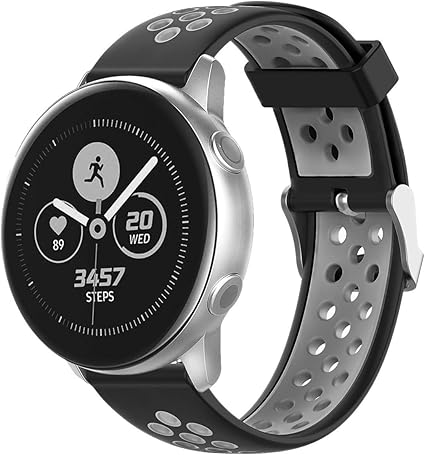 Replacement Watch Bands Compatible For Samsung Galaxy Watch Active 2 40mm 44mm 20mm Soft Silicone Watch Strap Breathable Wristband For Galaxy Watch 42mm Gear S2 Gear Sport Black Gray Amazon Ca Clothing Accessories