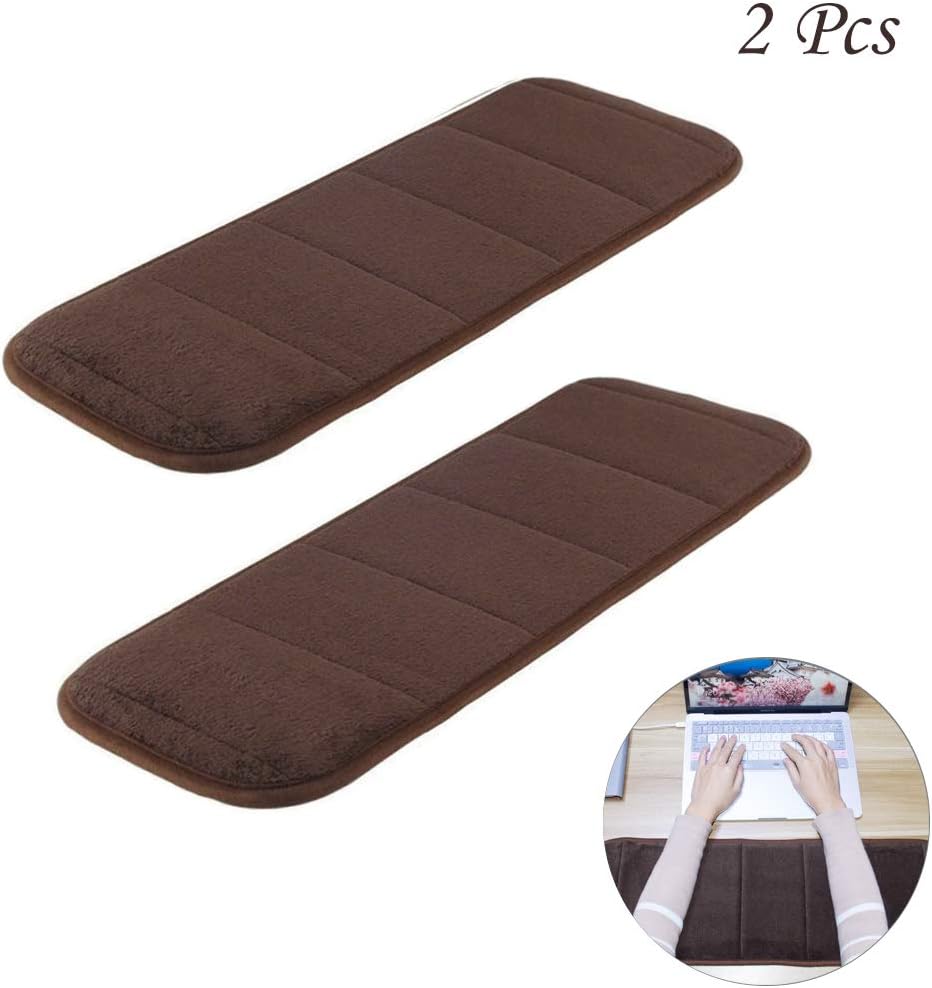 2Pcs Computer Wrist Elbow Pad, MERYSAN Upgraded Wrist Rest Arm Pad(Soft, Anti-Slip), Keyboard Wrist Elbow Support Mat for Office Desktop Working Gaming - Less Elbow Pain (7.9 x 23.6 inch) (Brown)