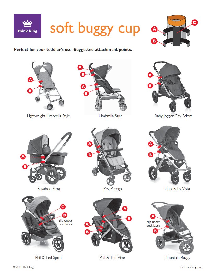 Think King Soft Buggy Cup for Stroller, Wheelchair, Rollator, Walker, Black/Silver