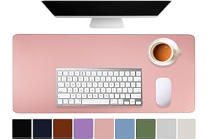 Busnos Cute Desk Cover - Mouse Pad & Laptop Mat, 23.6"x13.8", Non-Slip PU Leather, Pink Desk Accessory