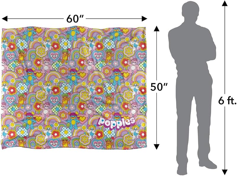 Popples Pop Pattern Plaid ultra doux au toucher soyeux – 152 x 127 cm