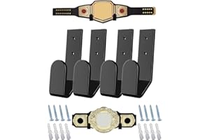 GKOKG 4 Pcs Wrestling Championship Belt Wall Mount Display Holder,Boxing Champion Belt Hanger Set,Storage Rack,Acrylic Display Stand Case,Wrestlers Hanging Perfect Title Belts for Wall Decor