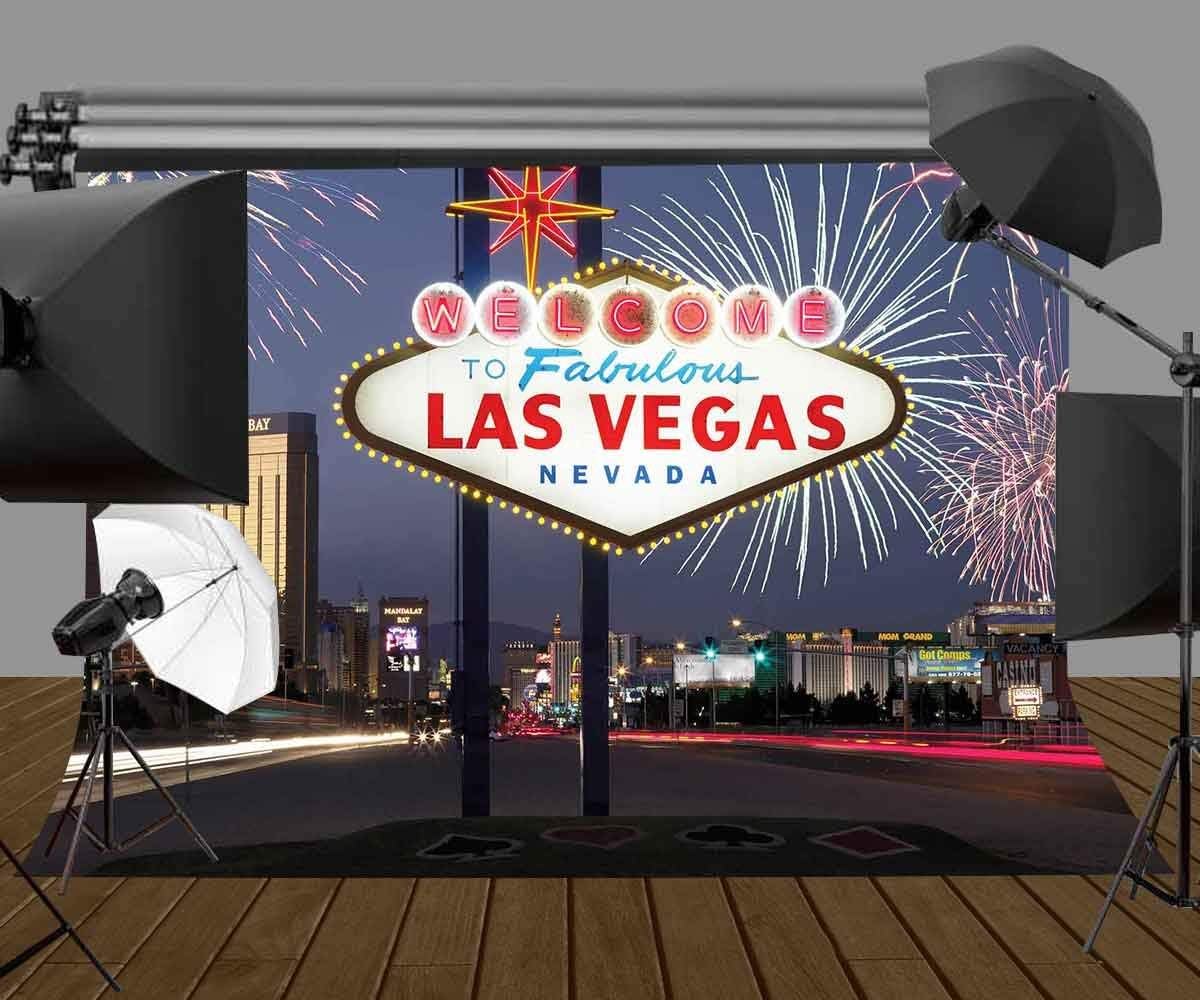 Photo Backgrounds CdHBH 7X5ft Las Vegas Sign Backdrop Classic Vacation
