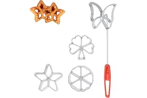 CYRANK 4PCS Rosette Maker, Waffle Mold with Handle Small Rosette Cake Maker Aluminum Cast Waffle Mold for Kitchen Baking Cooking