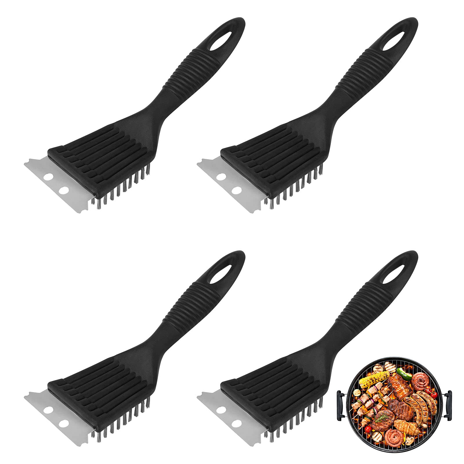 4Pcs Wire BBQ Brush Metal BBQ Grill Cleaning Brush Stainless Steel Barbecue Bristles Cleaner Heavy Duty Barbecue Oven Grill Kitchen Metal Wire Cleaning Brush for Clean Grill Surface Cleaning