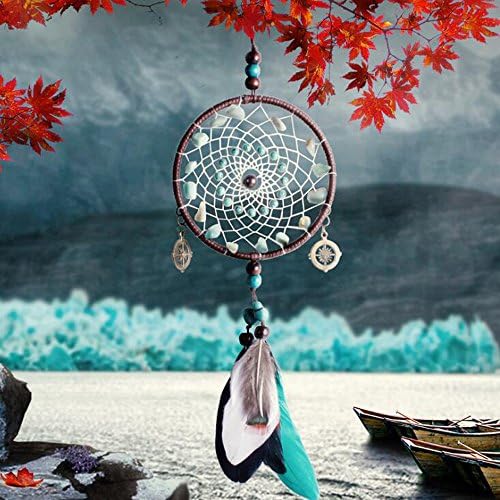 Dream Catcher Wall Hanging Decoration Turquoise Handicrafts White Feather Christmas Gift for Her Style Two