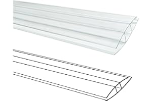 XISOCO 10 PCS Polycarbonate Greenhouse H-Clip Connectors 4ft Length, Fits 0.24’’ & 0.32’’ Twin-Wall Polycarbonate Panels Duty Dust, Rain & Moisture Protection Durable (H-Clip 4' × 2.16’’ × 0.32’’)