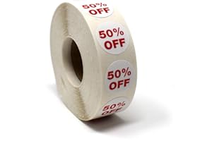 STORE FIXTURES DIRECT 50% Percent Off Mark Down Dot Stickers, 3/4" Round Self Adhesive Retail Circle Labels, 1000 Pack