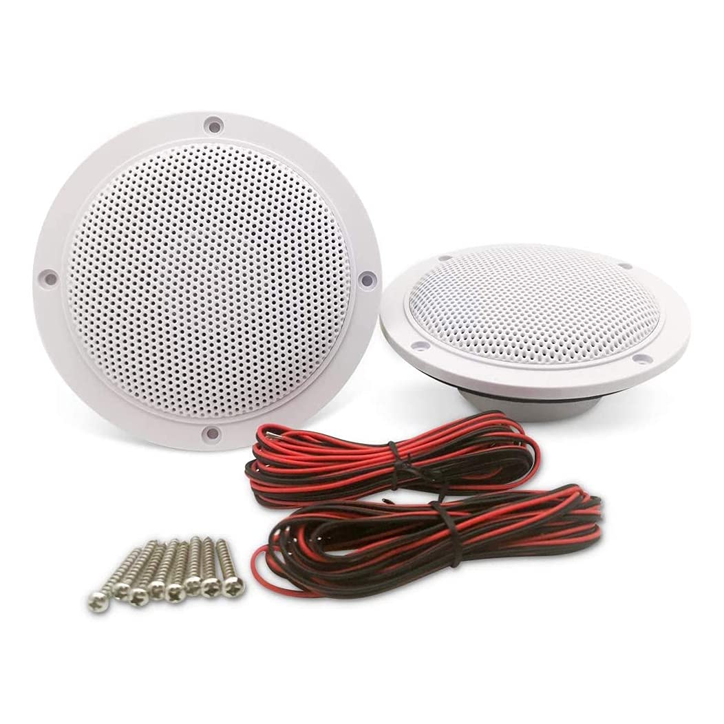 Herdio 4 Inches 160 Watts Waterproof Marine Ceiling Speakers Perfect for Kitchen Bathroom Boat Car Motorcycle - 1 Pair (White)