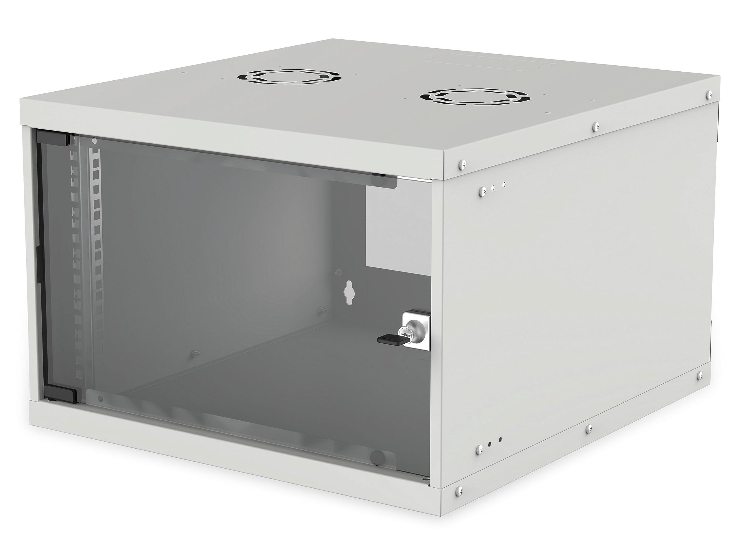 Intellinet Network Cabinet, Wall Mount (Basic), 6U, 400 mm Deep, Grey, Flatpack, Max 50 kg, Glass Door, 19 Inch, Three Year Warranty