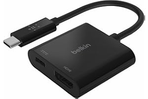 Belkin USB C to HDMI Adapter + USBC Charging Port to Charge While You Display, Supports 4K UHD Video, Passthrough Power up to