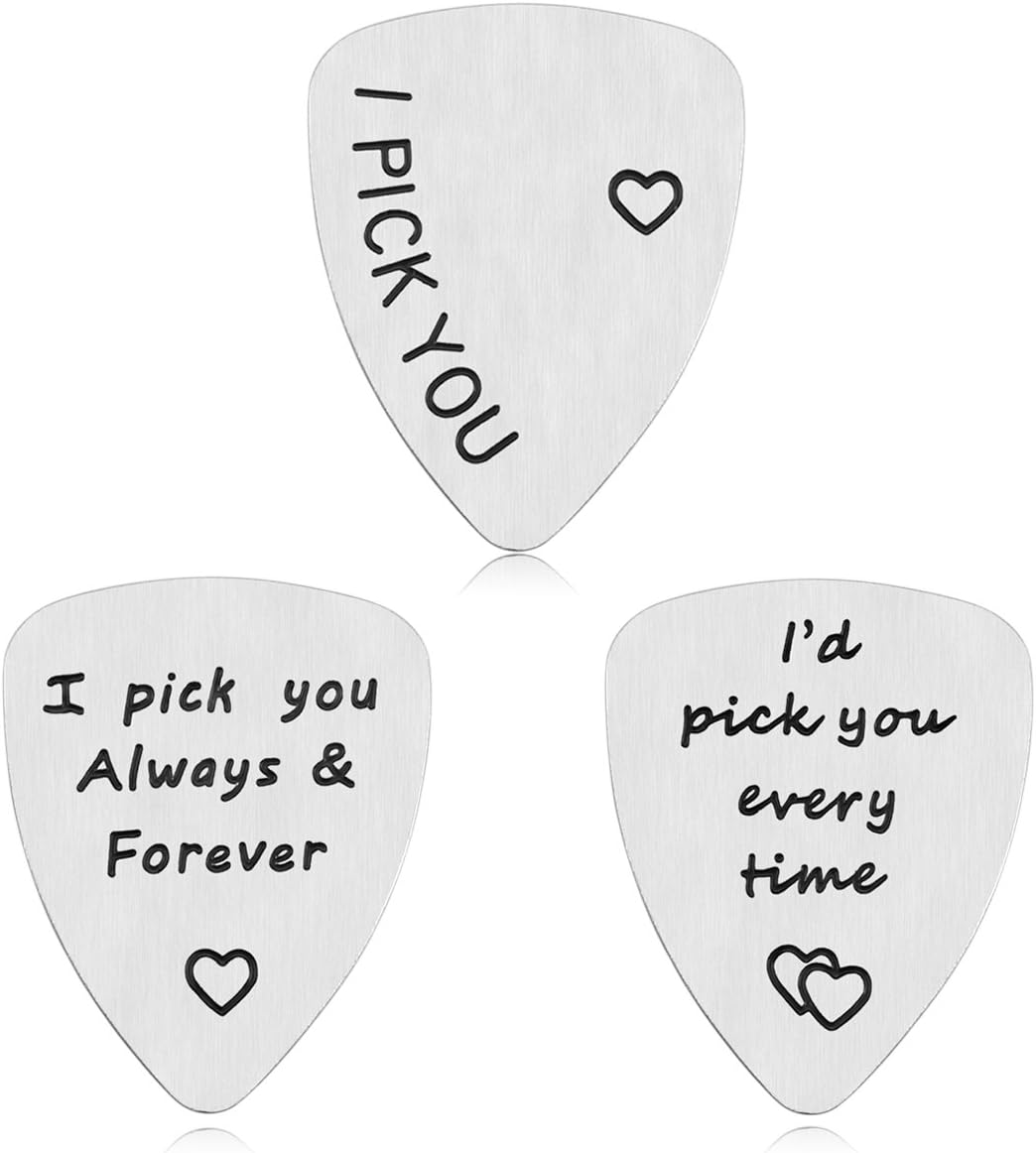 iJuqi Boyfriend Gifts for Him Men - 3PCS Boyfriend Guitar Pick, Boyfriend Gifts for Christmas, Valentines Gifts for Boyfriend Husband Fiancé Son Brother