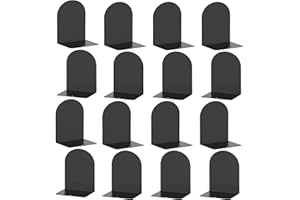 Lulonpon 16 Pieces Book Ends, Bookends, Books Stand, Metal Bookend for Shelves, Black Book Ends for School, Library, Desktop Organizer